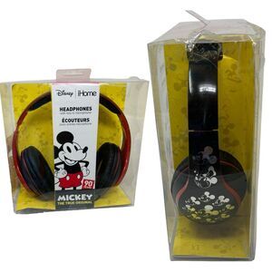 Disney Wired‎ Headphones iHome Mickey Mouse 90 Years Line In Microphone New Box